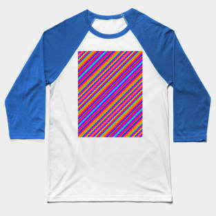 Bright Rainbow Diagonal Stripes Baseball T-Shirt